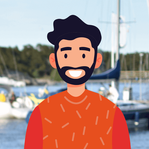 Cartoon male on a dock