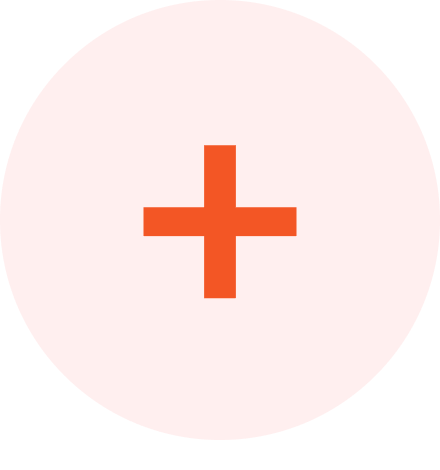 Orange plus sign inside of a pink circle