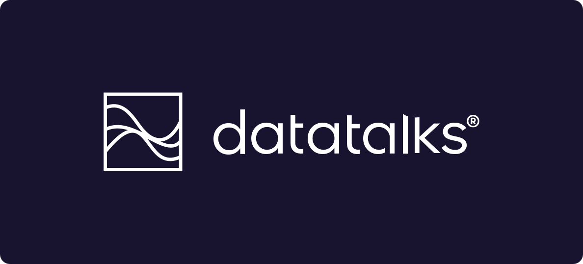 White datatalks logo on a black background