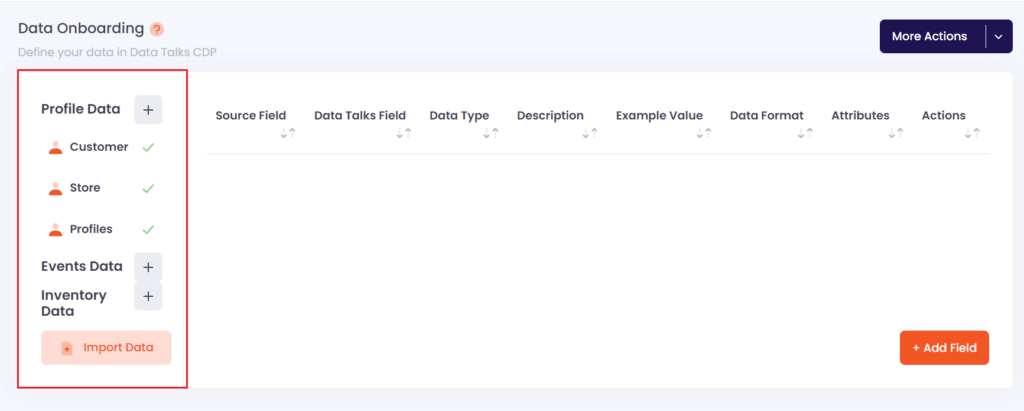 Data onboardin documentations Data Talks, configure your overview