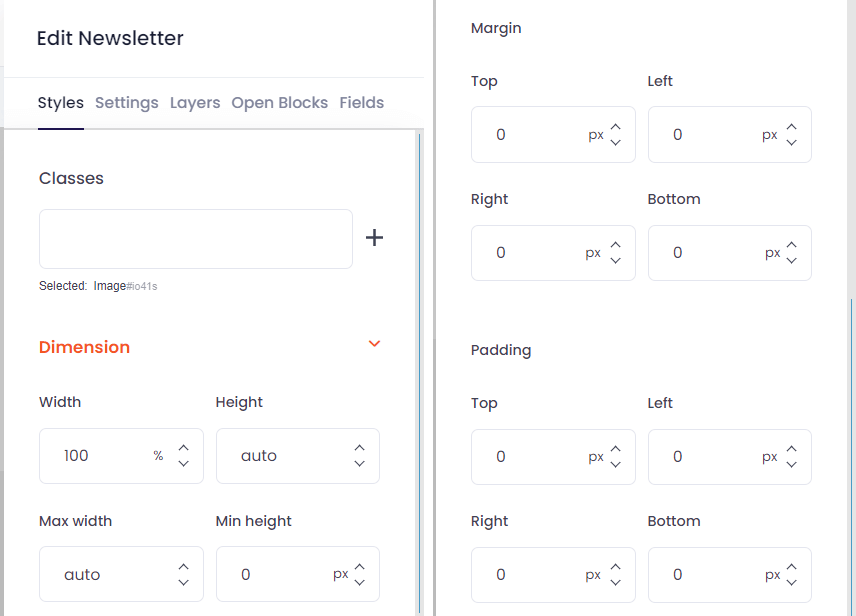 Email Builder Data Talks, changing dimensions in the template design tool