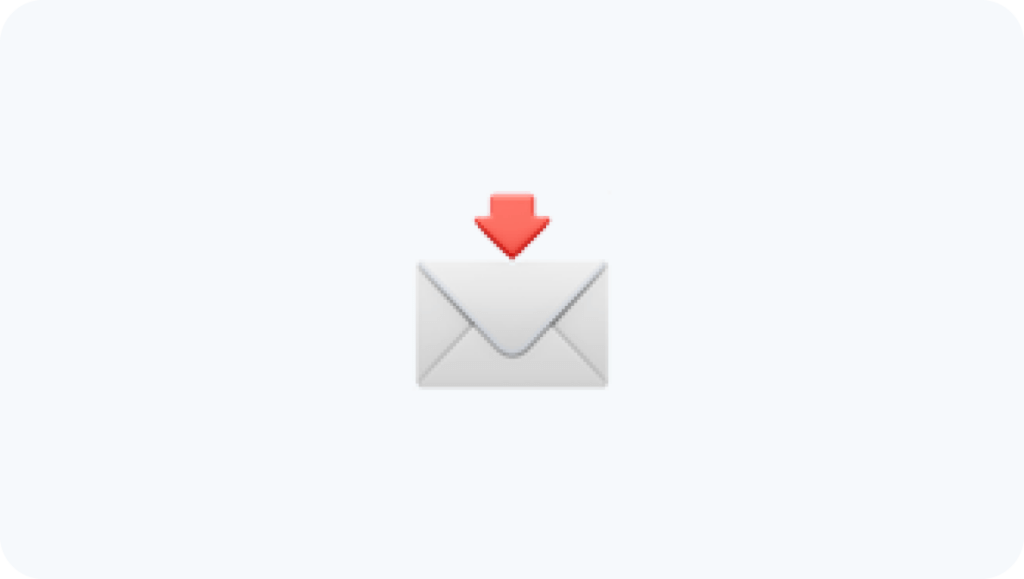 Red arrow above an envelope