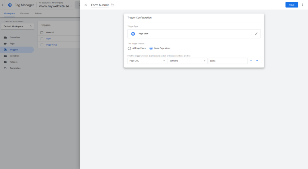 Adding a form submit trigger in GTM