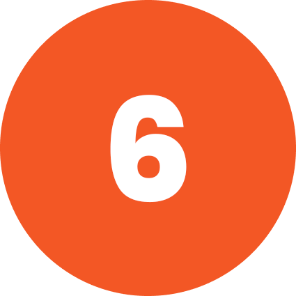 White number 6 inside an orange circle