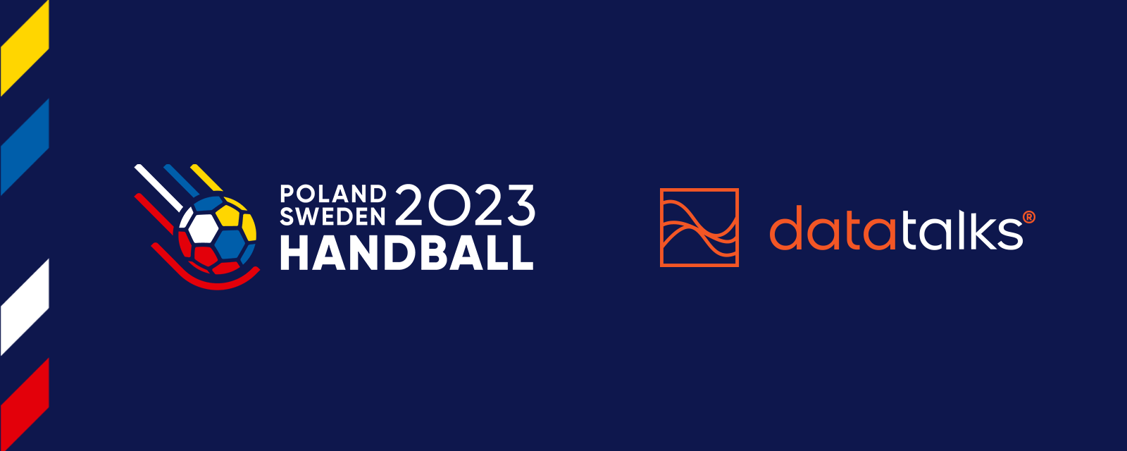 Poland Handball WC 2023 logo and Data talk logo on a blue background