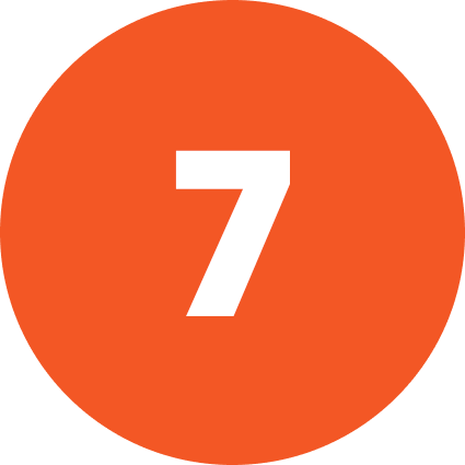 A orange circle with the number 7 in white