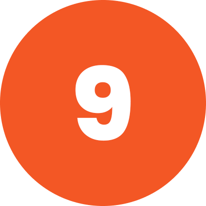 A orange circle with the number 9 in white