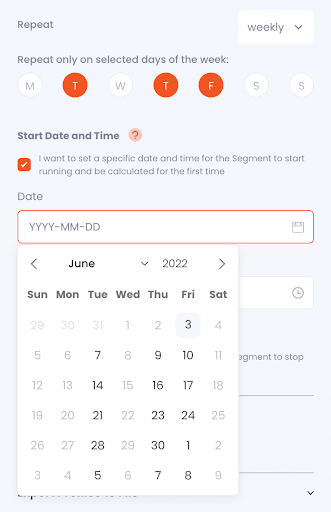 Image of improved date and time picker, a preview of the interface in the CDP
