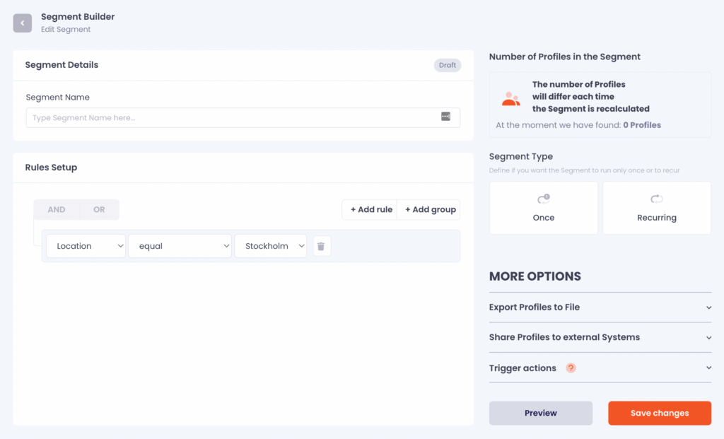 Segment builder in Data Talks Sports CDP interface in the release notes