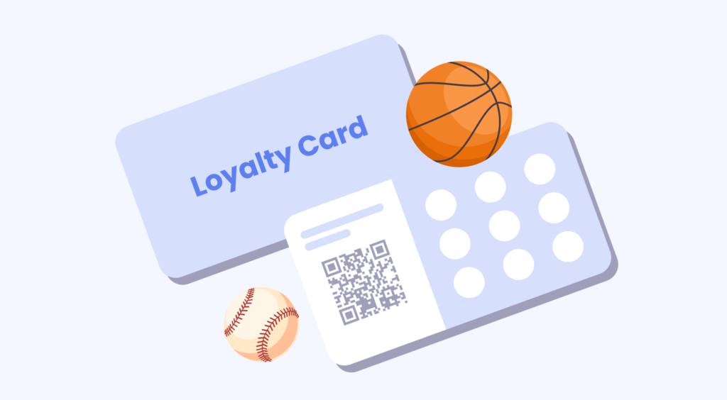 Loyalty card, ticket, basketball and a baseball