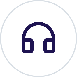 A circle with a pair of headphones in it on a transparent background