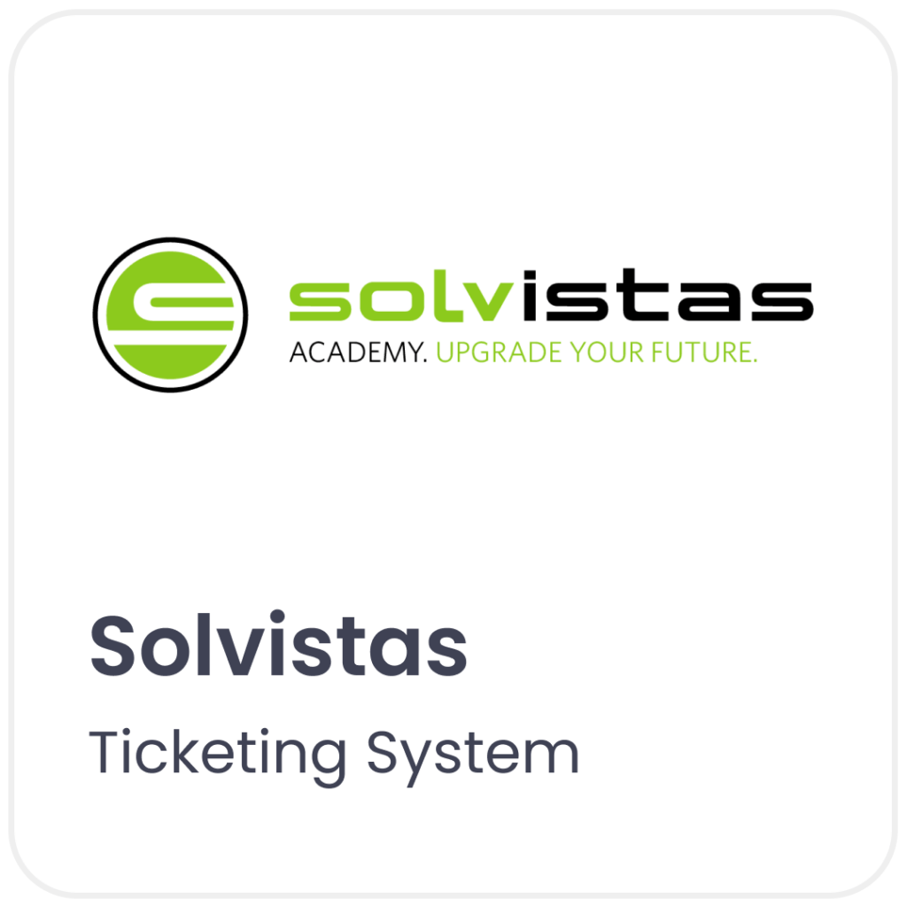 Solvistas logo, ticketing system