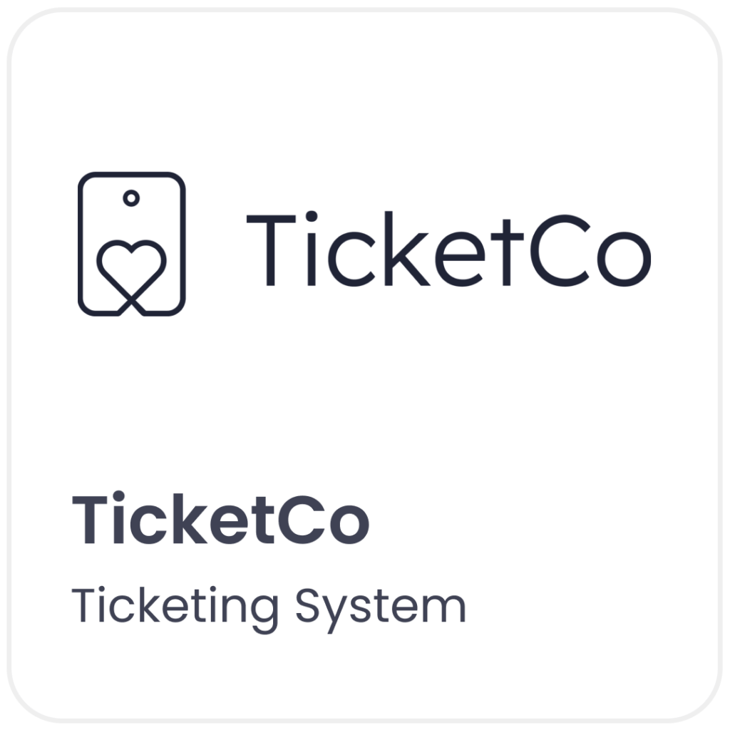 TicketCo logo, ticketing system