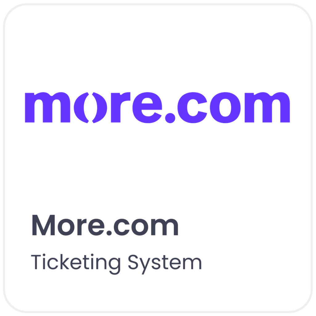 More.com logo, ticketing system